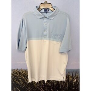 Stitch golf Men's Polo Shirt Size XL, blue White Colorblock great condition